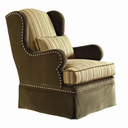 Draper Traditional Armchair with Chair Skirt and Nailhead Trim