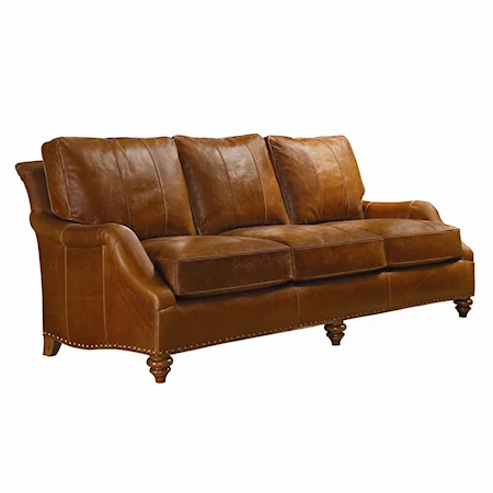 Lincoln Leather Sofa with Low Track Arms