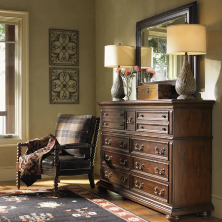 Nine-Drawer Prescott Dresser & Lakeview Landscape Mirror Combination