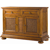 Antigua Server with Woven Cane Panels