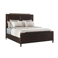 California King Bennington Panel Bed with Burnished Brass Accents