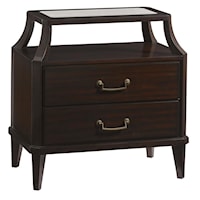 Transitional Trevor Tiered Nightstand with Antiqued Mirror Top