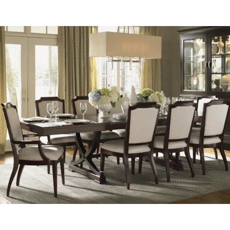 Eleven Piece Dining Set with Customizable Fabric Chairs