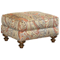 Traditional Styled Elton Accent Ottoman with Exposed Wood Feet