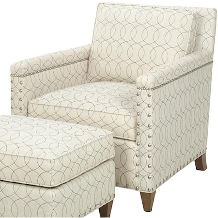 Contemporary Chase Chair with Ornamental Nailheads
