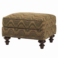 Darby Ottoman with Exposed Wood Feet and Semi-Attached Top