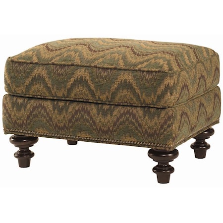 Darby Ottoman with Exposed Wood Feet and Semi-Attached Top