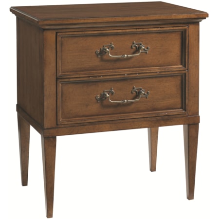 Laurel Two-Drawer Bedside Chest with Traditional Tapered Legs