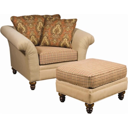 Upholstered Chair and Ottoman