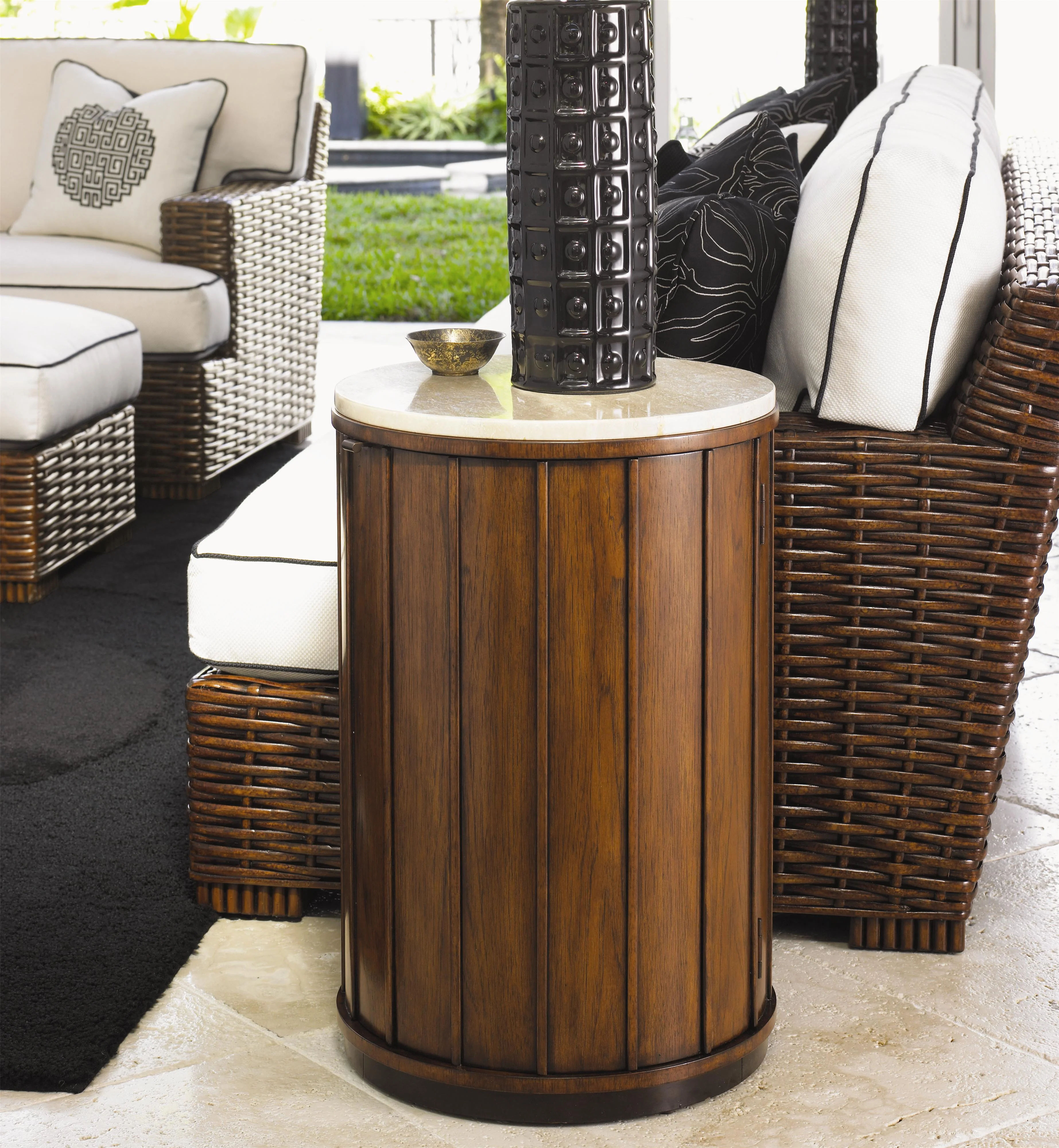 Tommy Bahama Home Ocean Club 536-950C Stone Top Drum Table