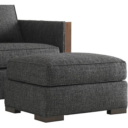 Contemporary Edgemere Ottoman with Wood Block Legs