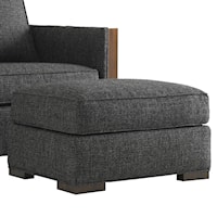 Contemporary Edgemere Ottoman with Wood Block Legs