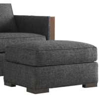 Contemporary Edgemere Ottoman with Wood Block Legs