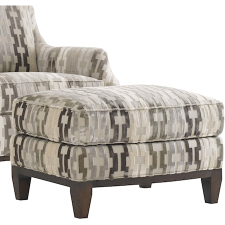 Contemproary Conrad Ottoman with Ultra Down Cushion and Exposed Wood Trim