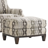 Contemproary Conrad Ottoman with Ultra Down Cushion and Exposed Wood Trim
