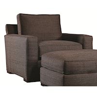 Contemporary Upholstered Chair with Block Wood Feet