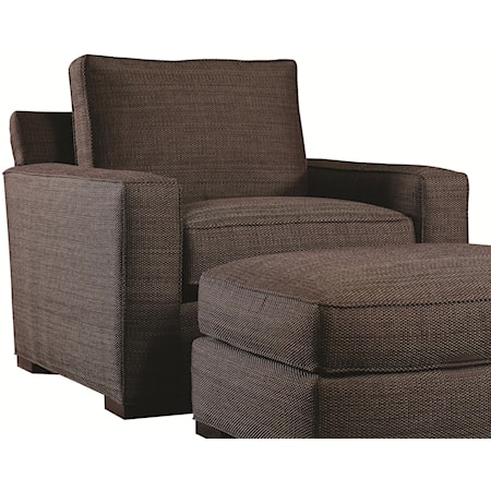 Contemporary Upholstered Chair with Block Wood Feet