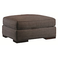 Contemporary Ottoman with Block Wood Feet