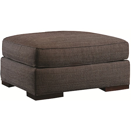 Contemporary Ottoman with Block Wood Feet