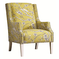 Transitional Upholstered Chair with Nailhead Trim and Wood Legs