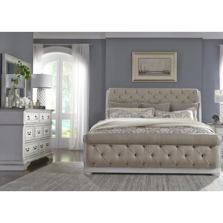 3-Piece Traditional Upholstered California King Sleigh Bedroom Set