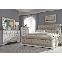 4-Piece Traditional Upholstered California King Sleigh Bedroom Set