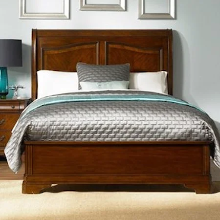 Queen Sleigh Bed with Low Profile Footboard