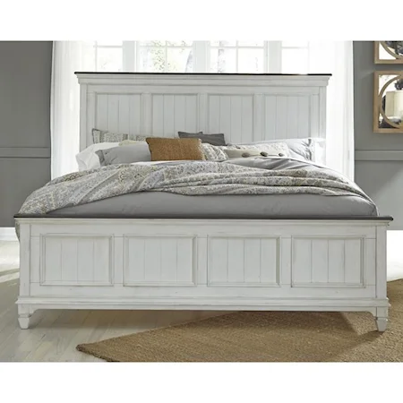 Cottage Queen Panel Bed with Crown Molded Headboard