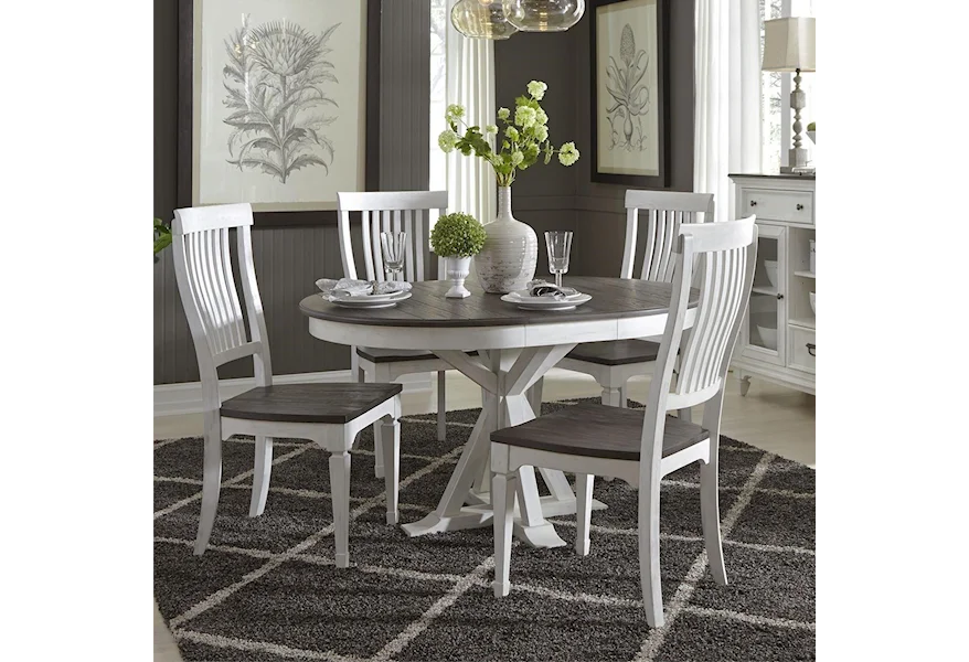 Allyson Park 5 Piece Pedestal Table Set by Liberty Furniture at Coconis Furniture & Mattress 1st