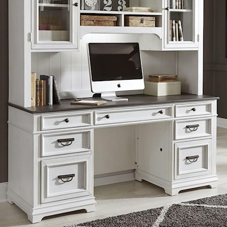 Transitional Two-Toned Credenza Desk