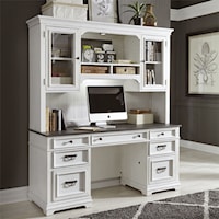 Transitional Two-Toned Credenza Desk and Hutch