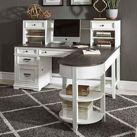 Transitional L-Shaped Desk with Hutch