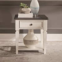 Transitional Two-Toned Drawer End Table