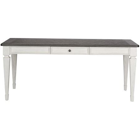 Transitional 4-Drawer Rectangular Leg Table with Felt-Lined Drawers 