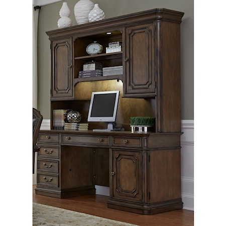 Traditional Executive Credenza with Adjustable Task Lighting