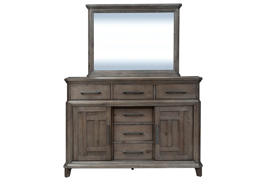 Artisan Prairie 6 Drawer 2 Door Dresser with Mirror by Liberty Furniture at Goods Furniture