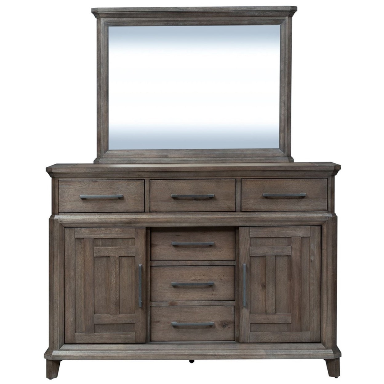 Liberty Furniture Artisan Prairie 6 Drawer 2 Door Dresser with Mirror