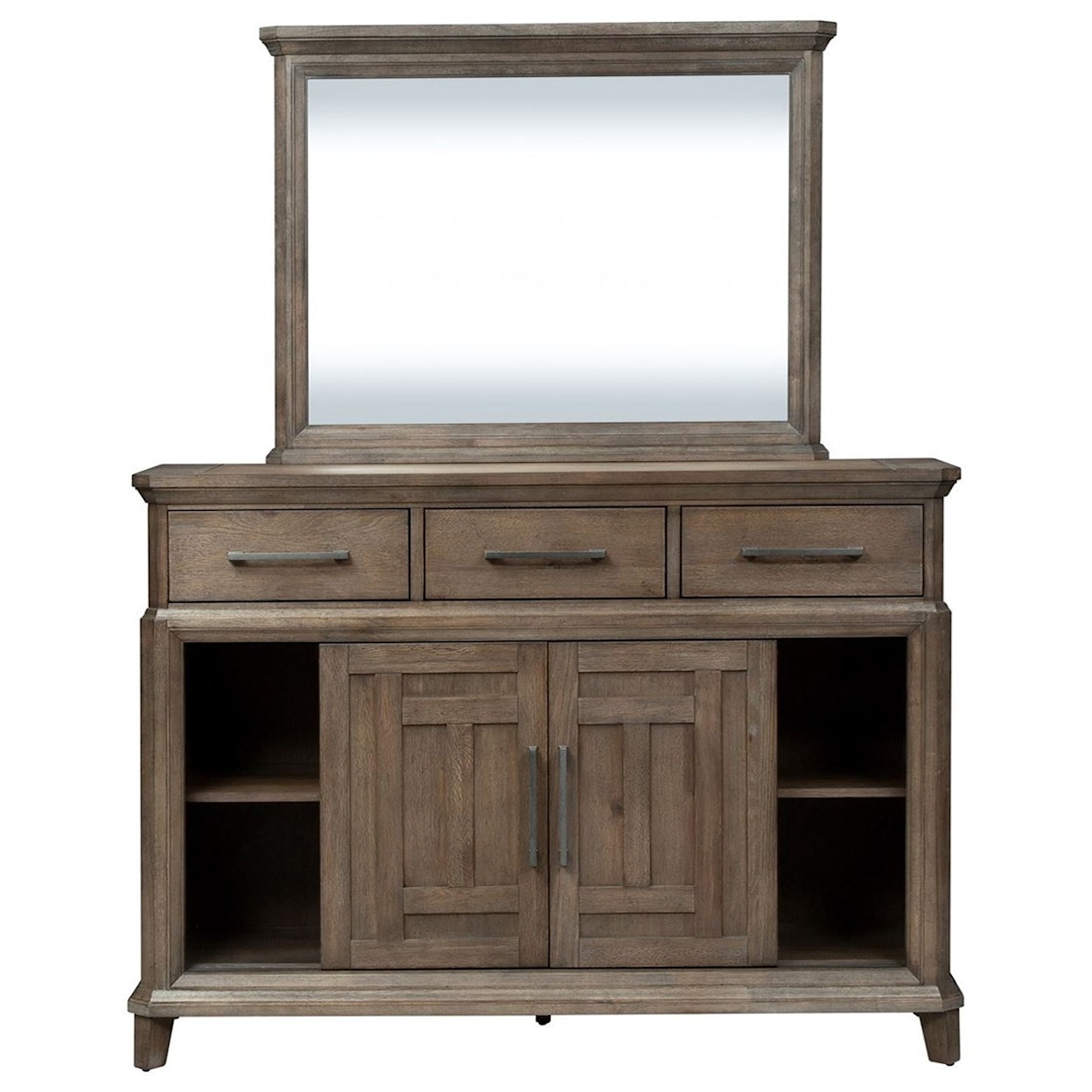 Liberty Furniture Artisan Prairie 6 Drawer 2 Door Dresser with Mirror