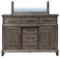 Transitional 6 Drawer 2 Door Dresser