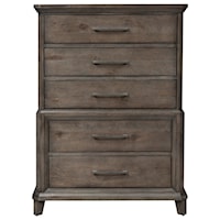 Transitional 5 Drawer Chest of Drawers with Cedar Lined Bottom Drawer