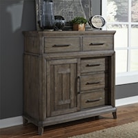 Transitional 5 Drawer Chest with Doors with Cedar Lined Bottom Drawer