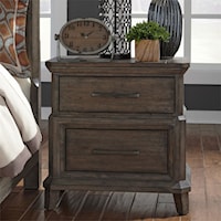 Transitional 2 Drawer Nightstand with Charging Station
