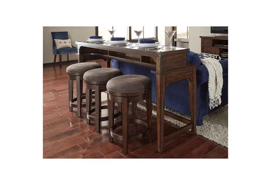Aspen Skies Counter Height Sofa Table and Stool Set by Libby at Walker's Furniture