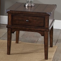 Industrial Casual End Table with One Drawer