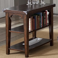Industrial Casual Chairside End Table with 2 Shelves