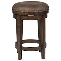 Swivel Barstool with Upholstered Seat and Nailhead Trim