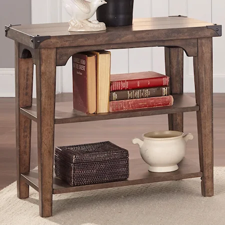 Industrial Casual Chairside End Table with 2 Shelves
