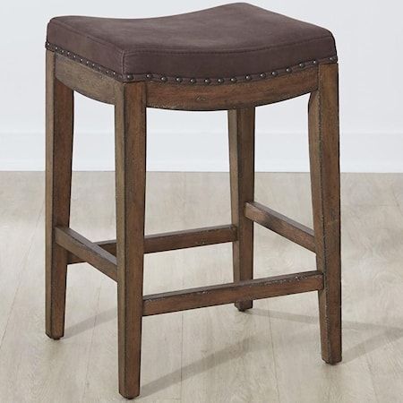 Upholstered Barstool with Nailhead Trim