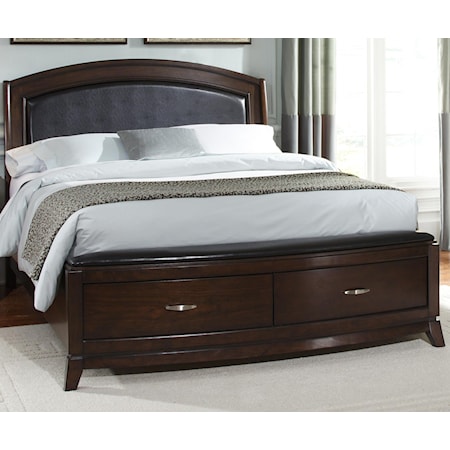 Leather Queen Platform Bed with Storage