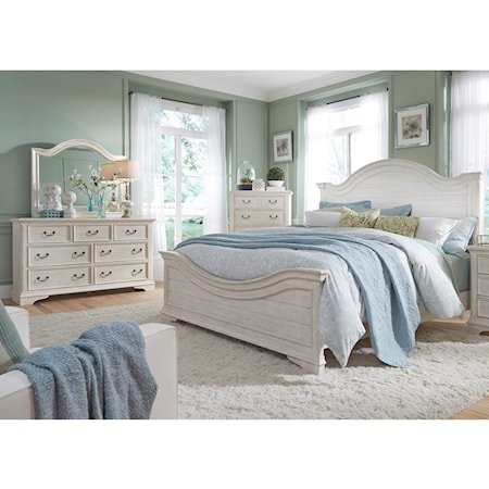 Transitional 4-Piece King Bedroom Set with Bracket Feet